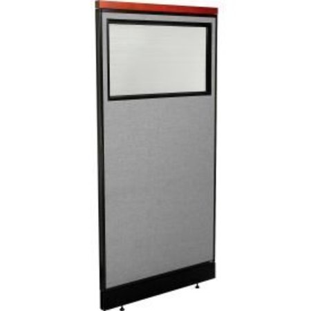 GLOBAL EQUIPMENT Interion    Deluxe Office Partition Panel w/Partial Window   Pass-Thru Cable 36-1/4Wx77-1/2H GRY 694735WPGY